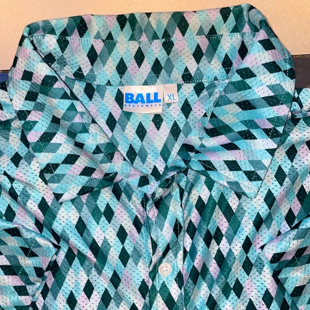 Ball Beach wear men’s short sleeve button up shirt